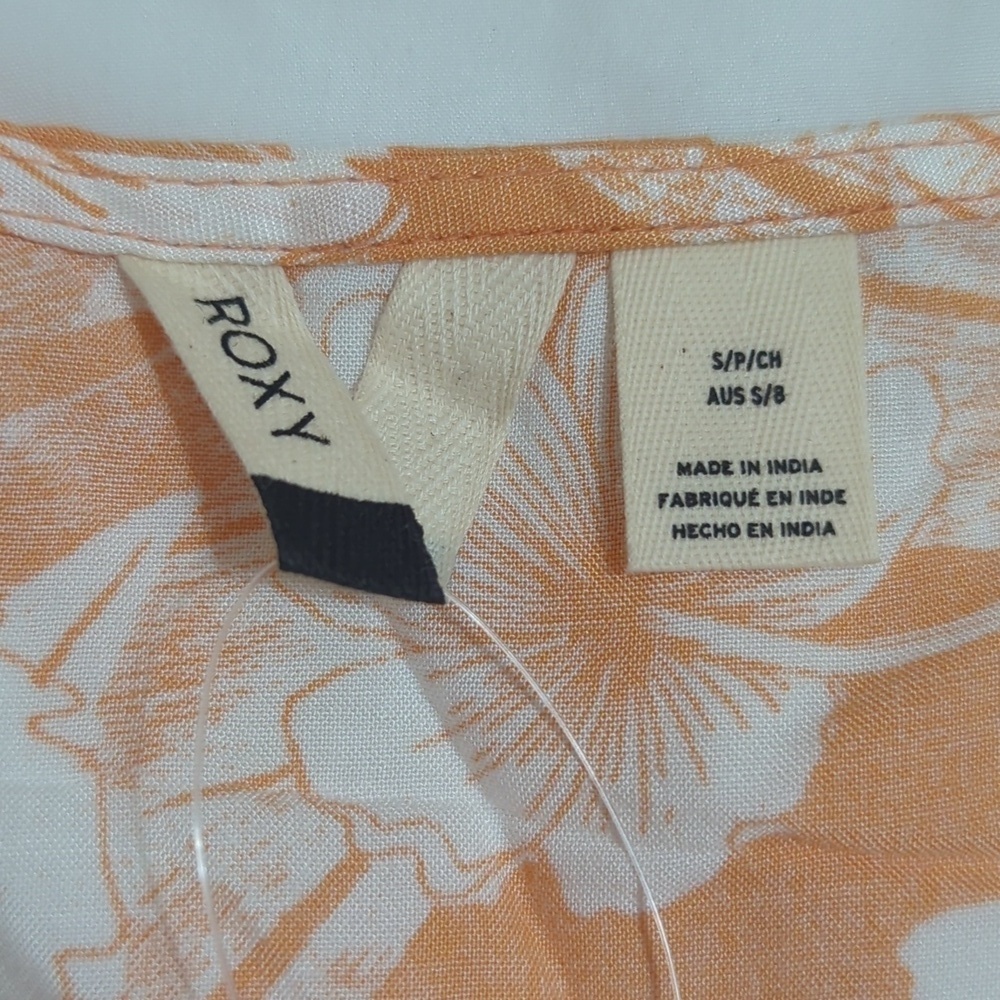 NWT ROXY Golden Shore Short Top, Color Orange/White Size S - Picture 12 of 14